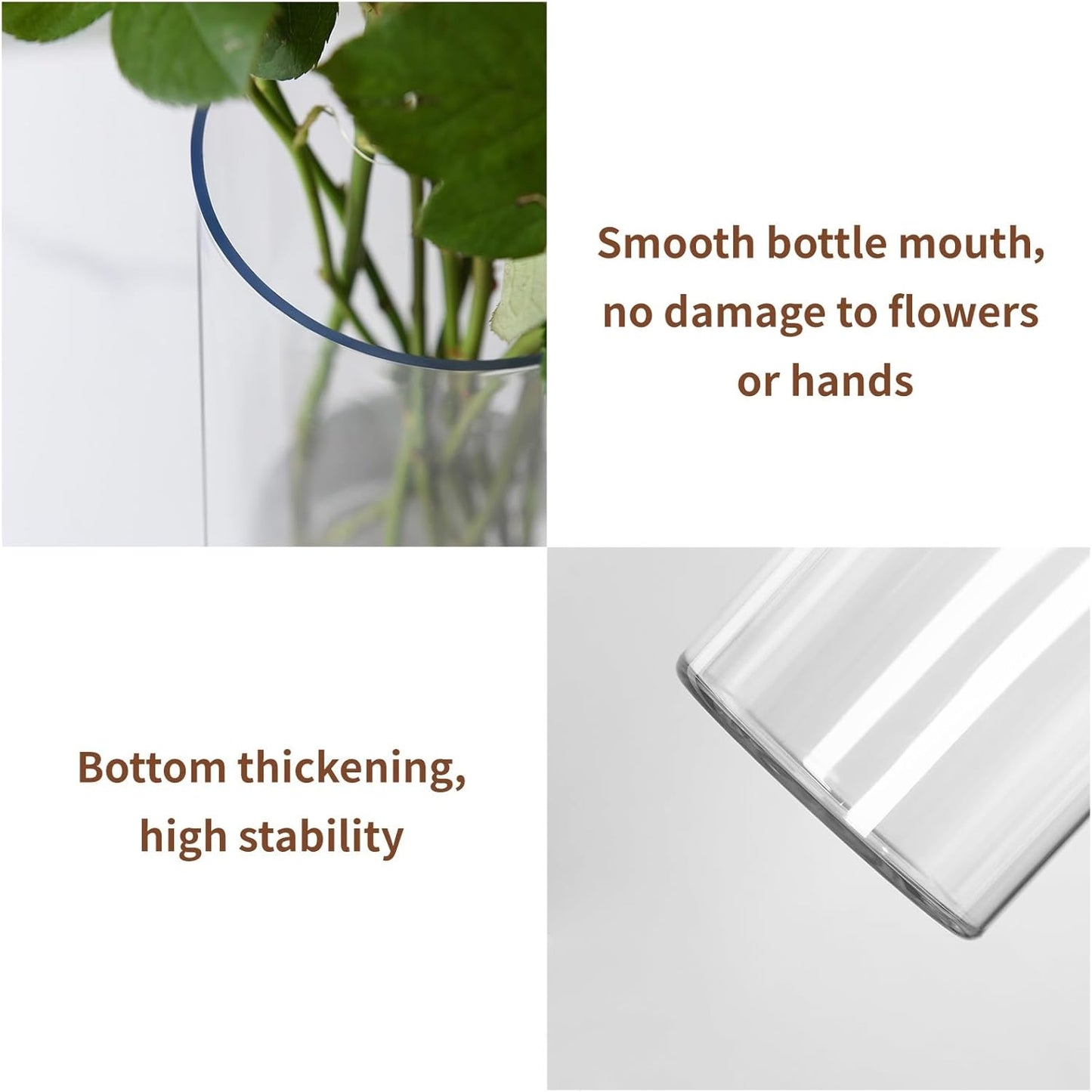 Clear Flower Vase, Non-breakable Vases, 4" W x 10" H, Acrylic Vase, Aesthetic Room Decor Cylindrical Modern Flower Vases for Table Centerpiece, Home Decor, Women Floral Arrangement Gift