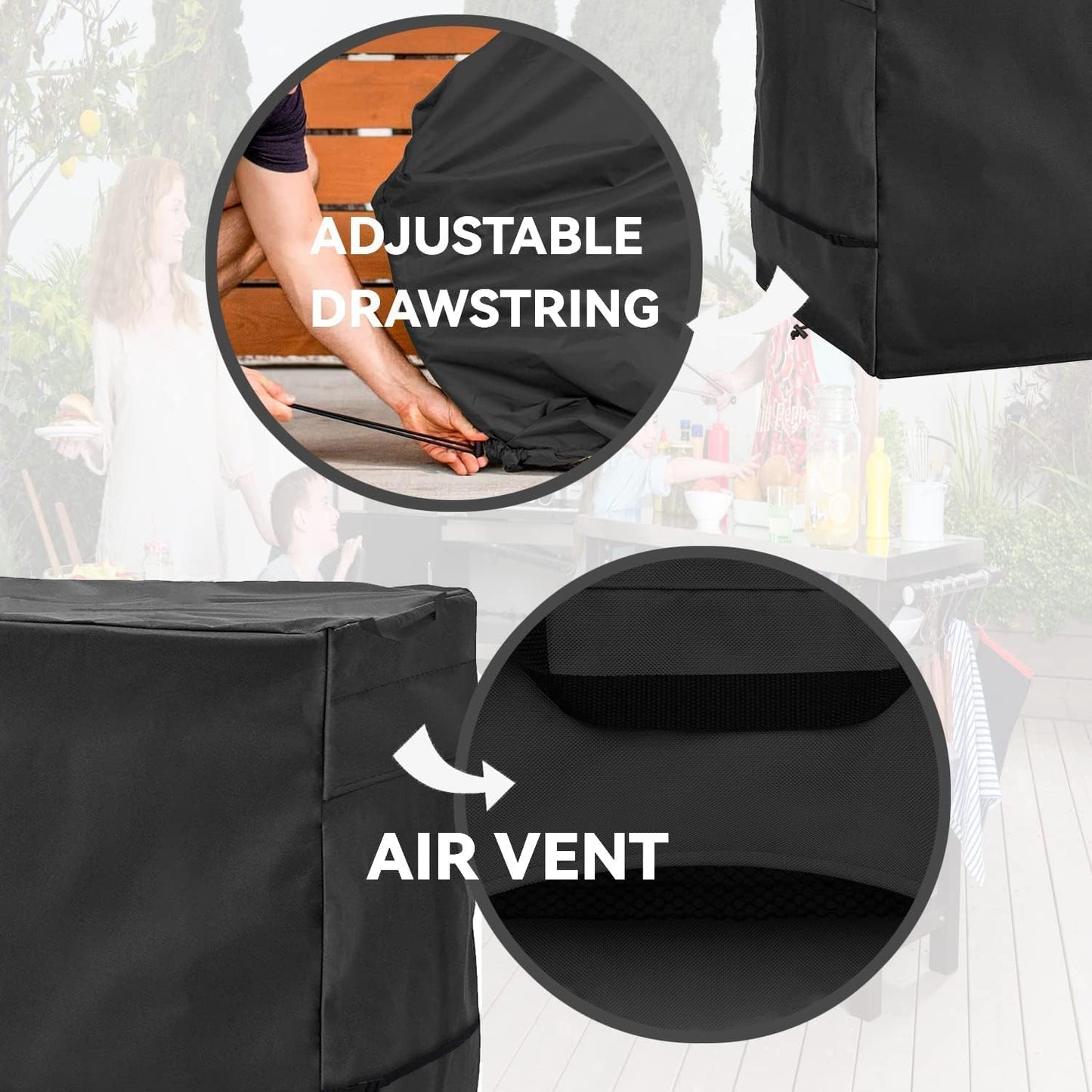 Outdoor Prep Table Cover- Heavy Duty Waterproof Cover for Outdoor Stainless Steel Table,Compatible with 46 inch Outdoor Utility Cart and Storage Cabinet Black