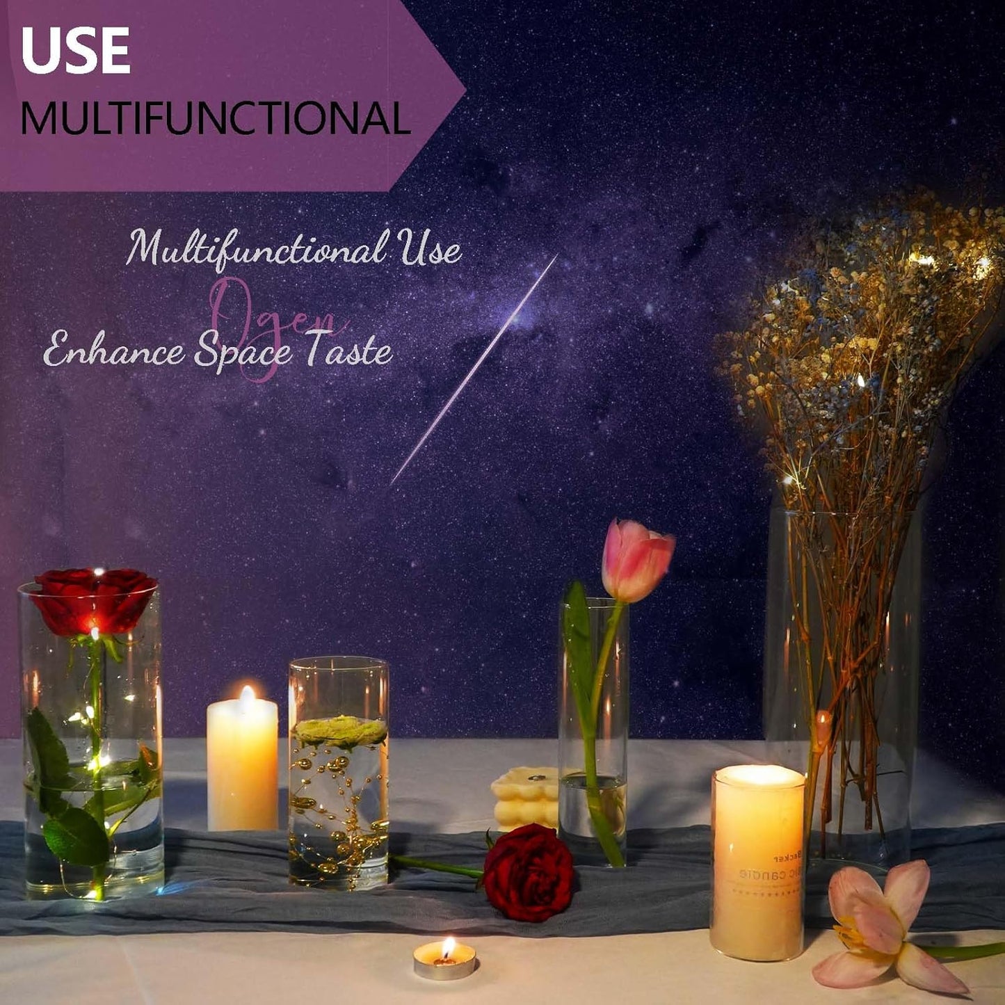 60pcs Glass Vase Cylinder Vases for Centerpieces Small Flower Glass Clear Vases Home Decor Centerpiece Table Flower Vase Decorations for Wedding Decoration&Holiday Mixed Sizes Tall