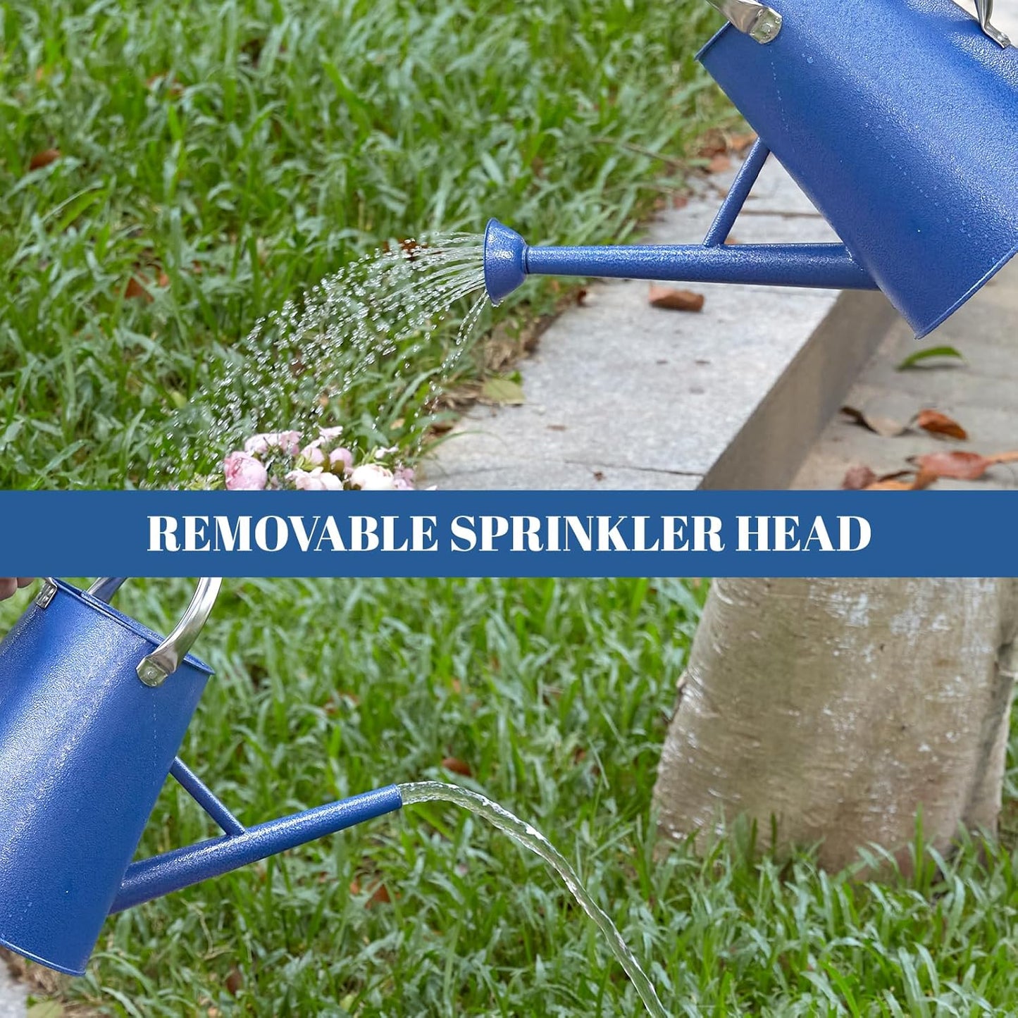 1.5 Gallon Watering Can for Outdoor Plants,Large Metal Plant Watering Pot with Removable Spout,Flower Garden Water Can Watering Pot,Galvanized Steel Watering Can with Stainless Steel Handles,Navy