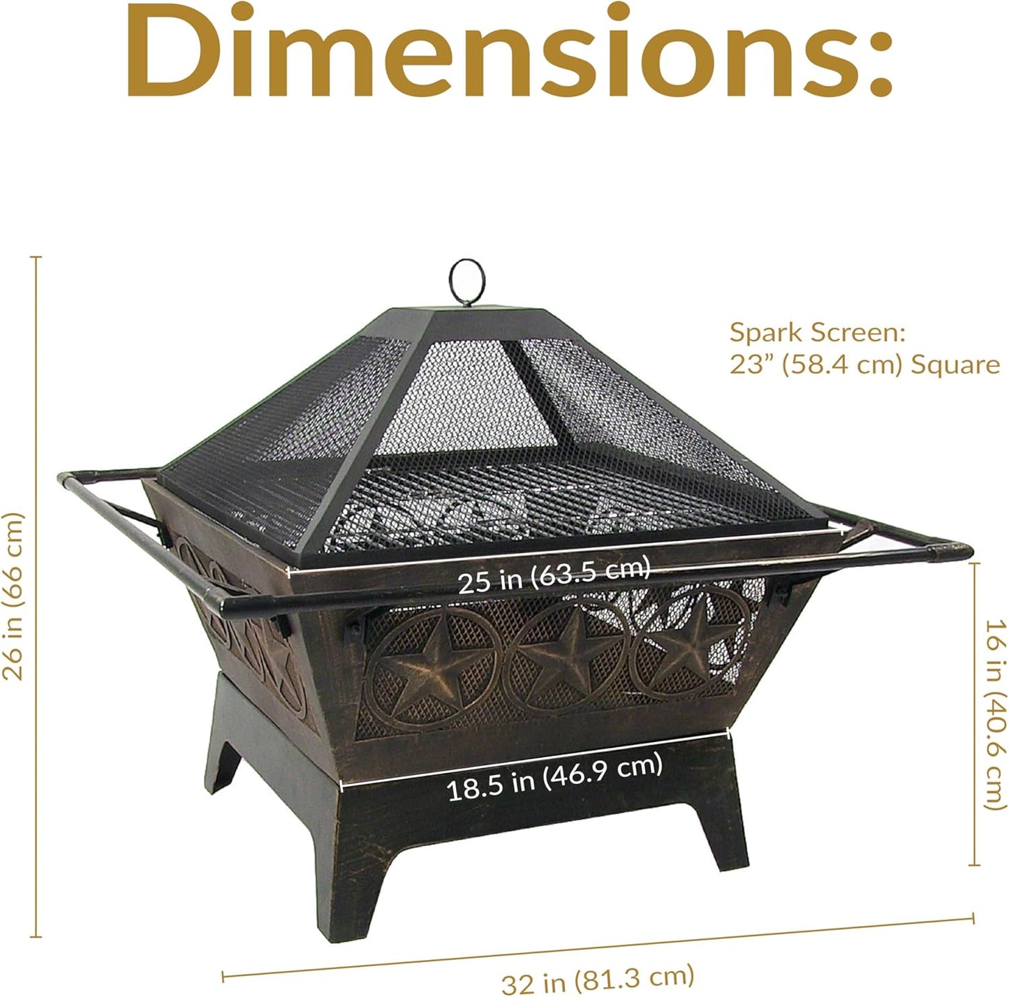 Sunnydaze Northern Galaxy 32-Inch Outdoor Fire Pit with Grill Grate, Spark Screen, and Poker - Heavy-Duty Wood-Burning Fire Pit for Outside
