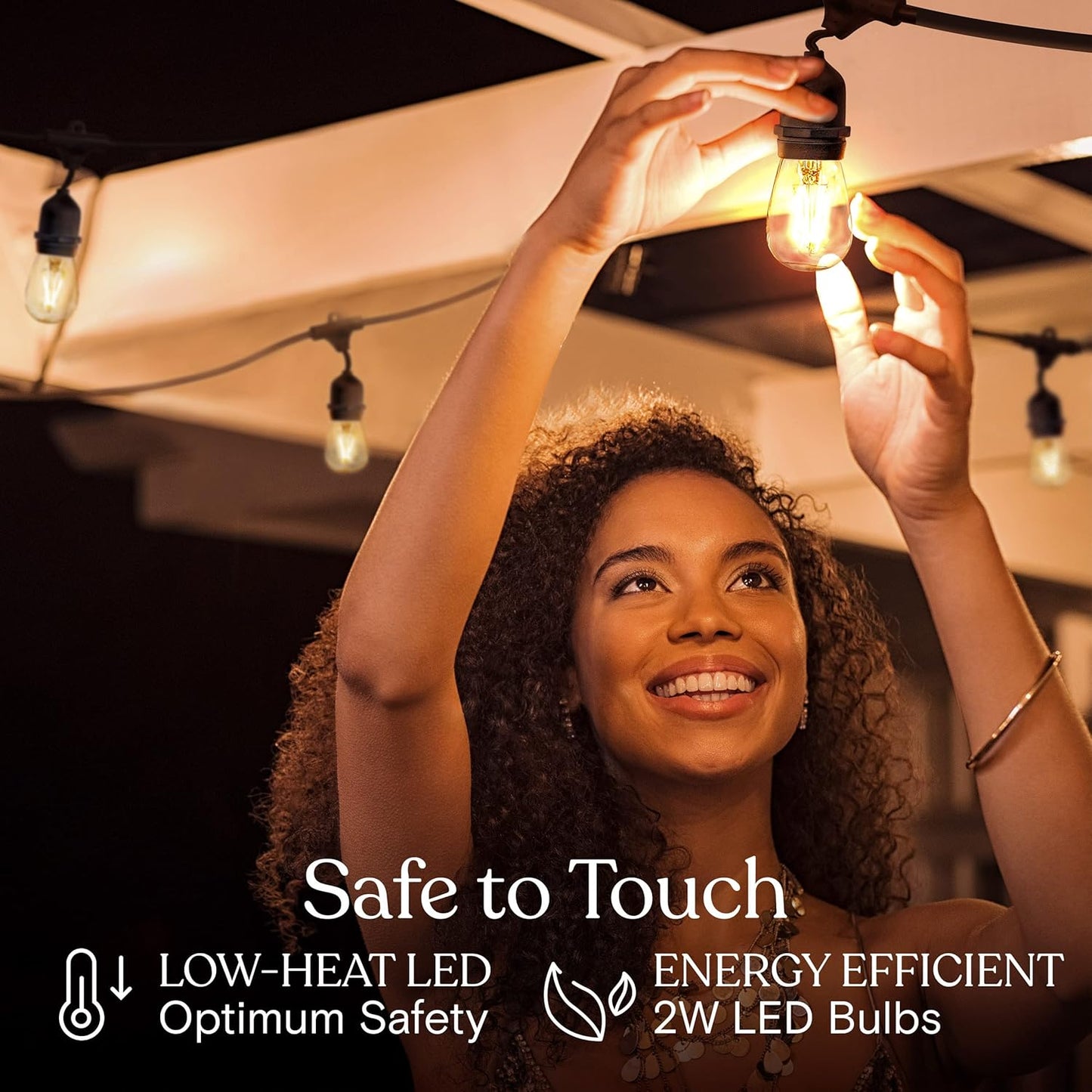 Brightech Ambience Pro - 24 Ft Waterproof LED Outdoor String Lights - Hanging, Dimmable 2W Vintage Edison Bulbs - Commercial Grade Patio Lights Create Cafe Ambience in Your Backyard, 7 Bulbs