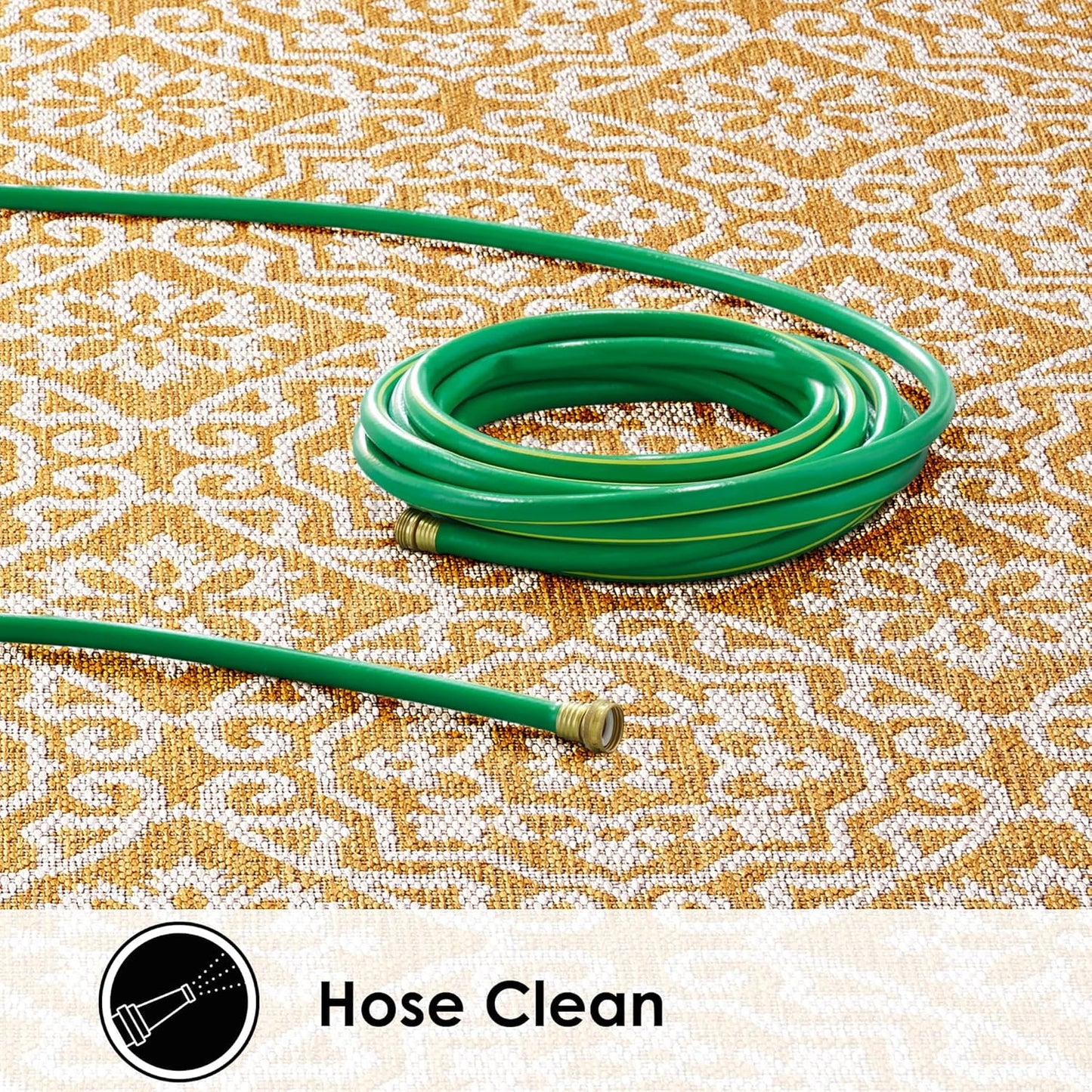 Nicole Miller New York Patio Country Julia Transitional Geometric Indoor/Outdoor Area Rug, Yellow/White, 6'6"x9'2"