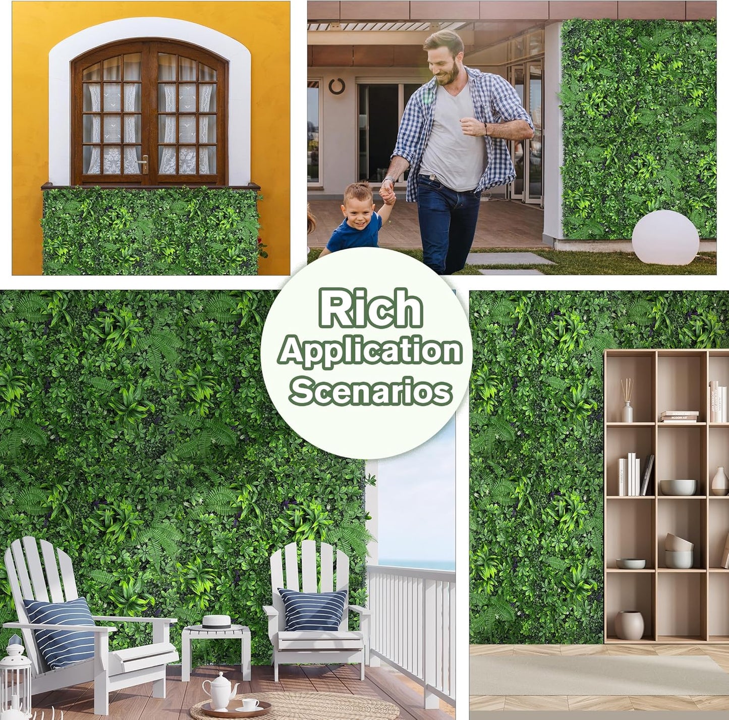 Artificial Green Boxwood Grass Wall Roll: 40"x120"(33.5 SQFT) UV Protected Ivy Privacy Hedge Fence Screen for Chain Link Fences Panel Indoor,Outdoor Patio Balcony & Garden