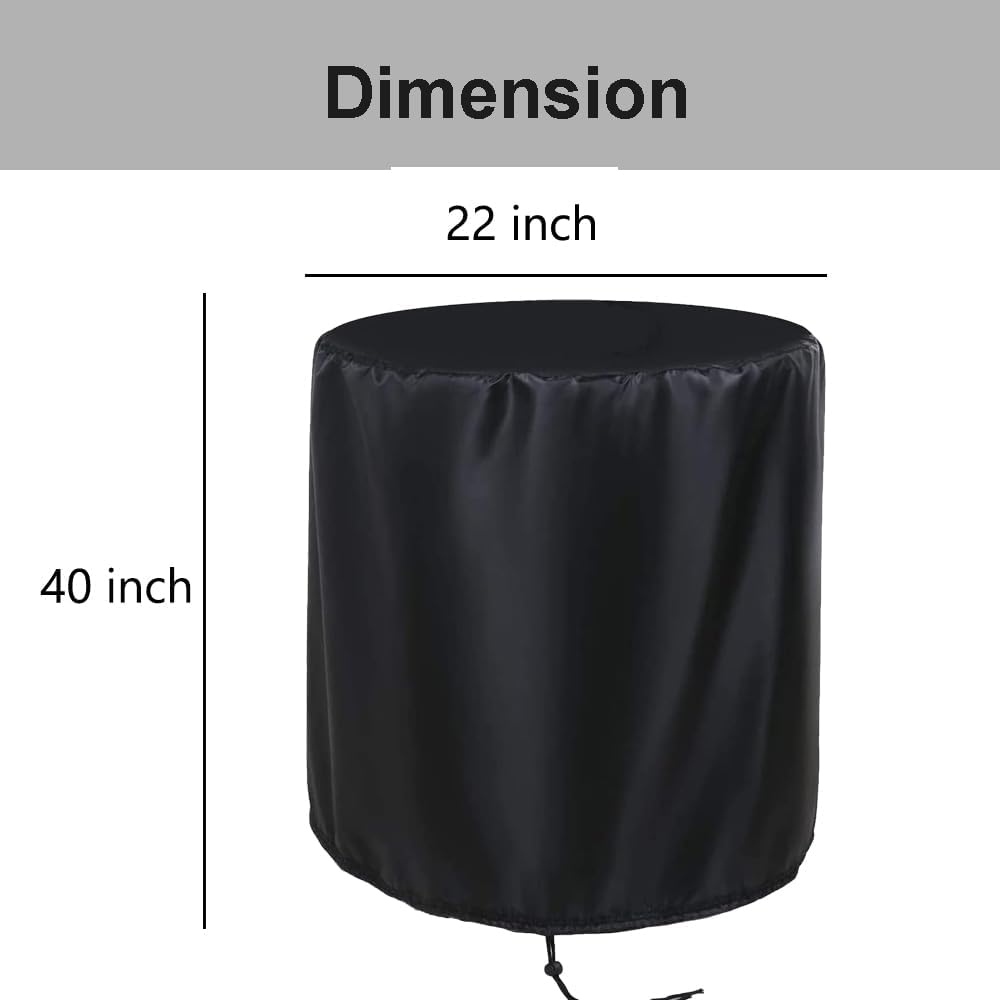 Round Fire Pit Cover, 22 Inches Diameter, 22 x 40 inch Waterproof Firepit Covers, for Patio Fire Pit, Full Coverage Dustproof Anti UV Outdoor Fire Pit Cover