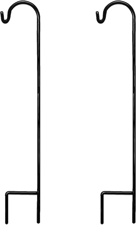Ashman Black Shepherd Hook 48 Inch (2 Pack), 10MM Thick, Super Strong, Rust Resistant Steel Hook Ideal for Use at Weddings, Hanging Plant Baskets, Solar Lights, Lanterns, Bird Feeders.
