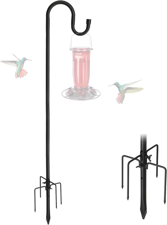 Bird Feeder Pole, 78" Shepherds Hooks for Outdoor, Hummingbird Feeders Stand Heavy Duty with Stable 5-Prong Base, Hanging Plant Shepherd Hook Hanger Stick for Outside Garden Yard Wedding