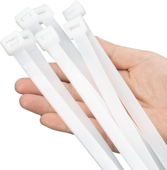 XINGO 12 inch White Zip Ties Heavy Duty 80 PCS, 250 LBS Ultra Strong Plastic Wire Ties, Large Cable Ties Extra Long Tie Wraps, Indoor and Outdoor UV Resistant