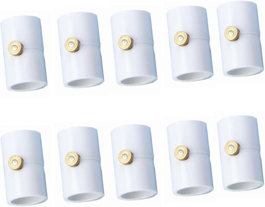 1/2 Inch PVC Coupling with Brass Mist Nozzle PVC Splitter with Brass Misting System Nozzles (Pack of 10)