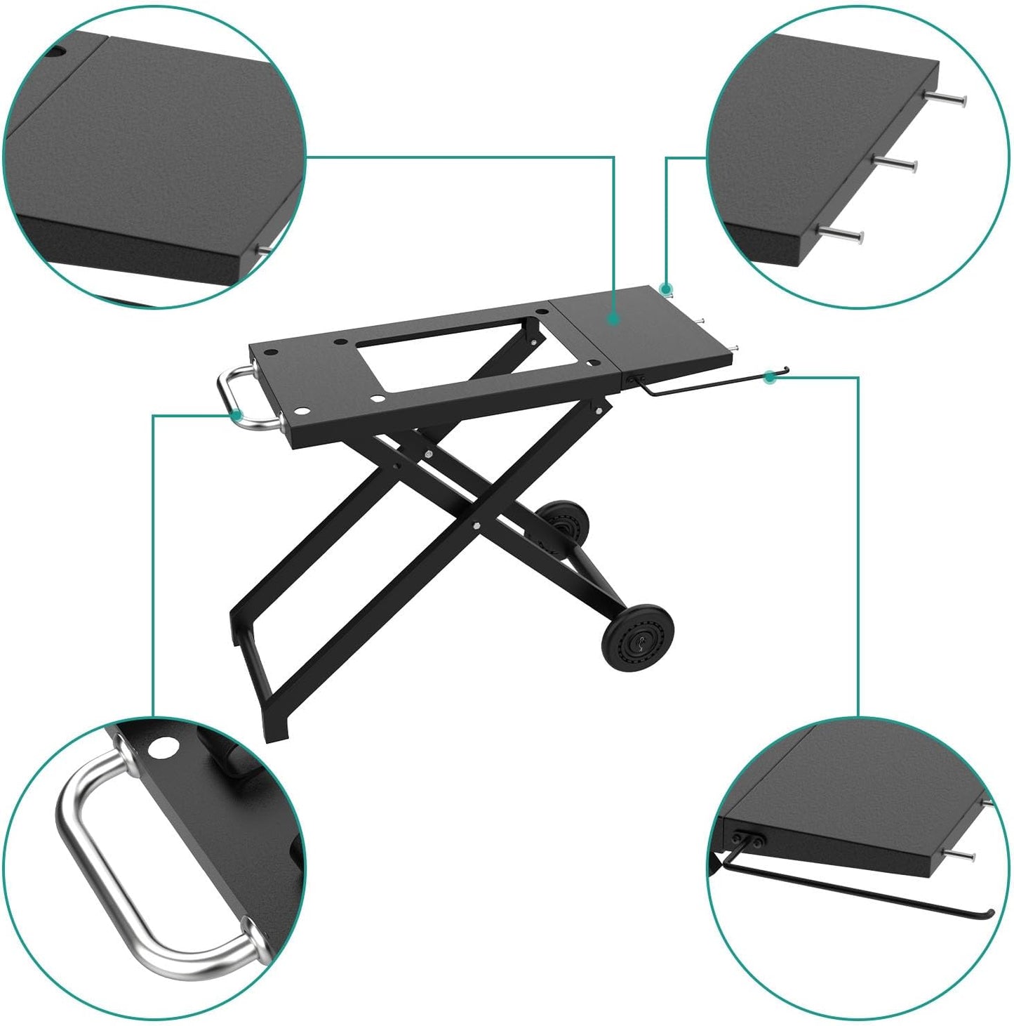 Foldable Grill Cart and Cover for Blackstone 17" and 22" Table Top Griddles, Grill Stand for Blackstone 17inch & 22inch TableTop Griddle, Camping and Outdoor Cooking.