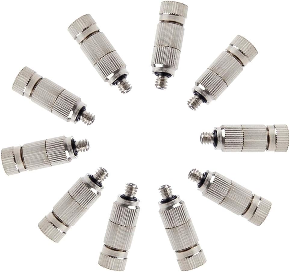 Metalwork 10 Pcs Stainless Steel Misting Nozzles For Outdoor Cooling Misting System, High Pressure Anti Drip Cleanable, 3/16" Thread (0.4mm)
