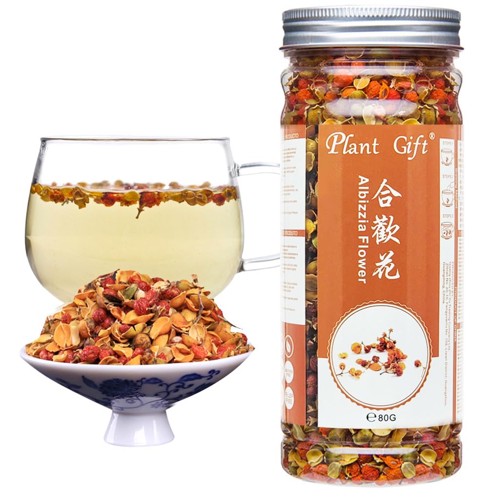 Plant Gift Albizia Flower Julibrissin Blooming Tea, HE HUAN HUA Loose Leaf Chinese Health Tea 80g / 2.82oz