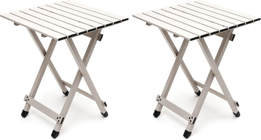 SUNNYFEEL Folding Camping Table - Lightweight Aluminum Portable Picnic Table, 18.5L x 18.5W x 24.5H Inch for Cooking, Beach, Hiking, Travel, Fishing, BBQ, Indoor Outdoor Small Foldable Camp Tables