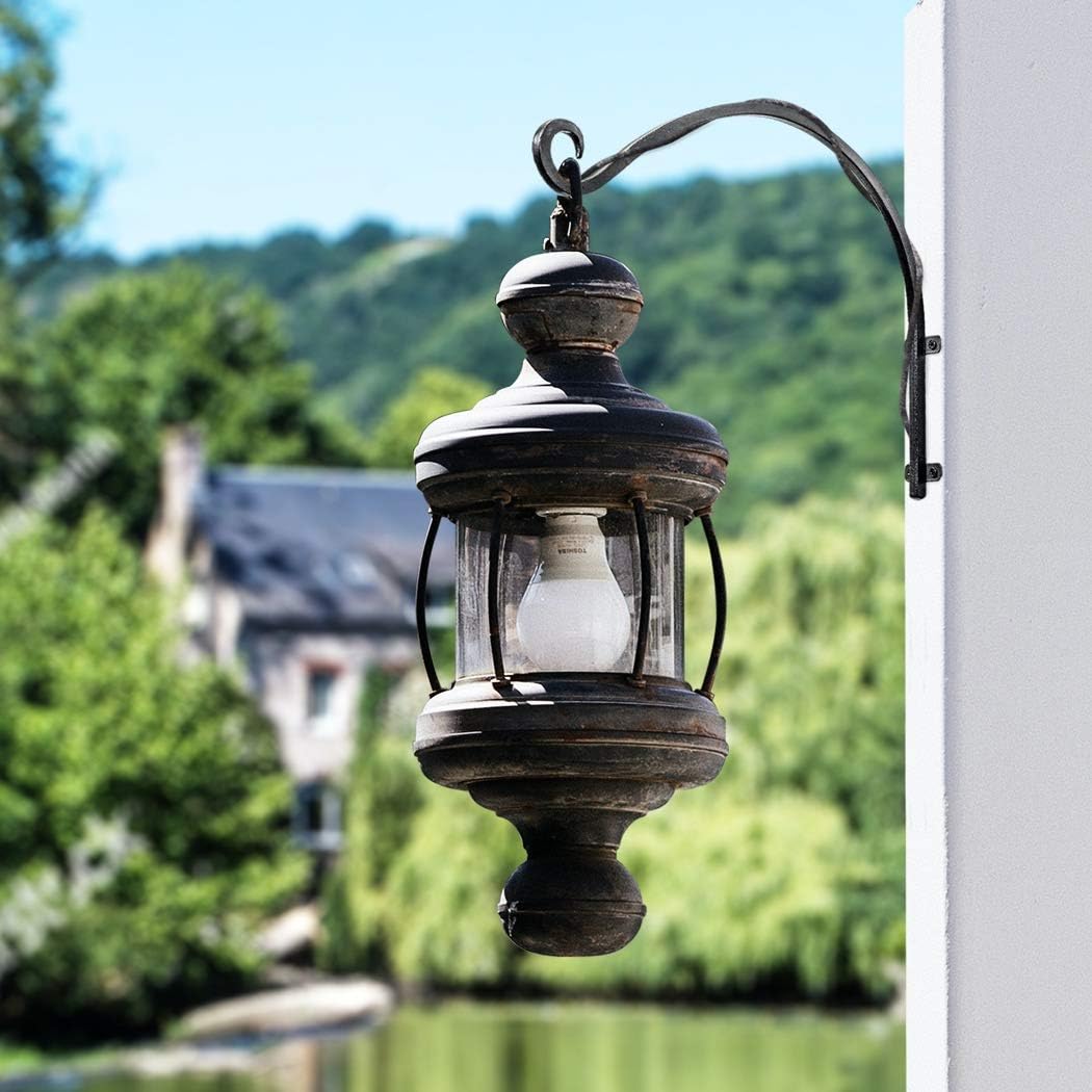 Heavy Duty Hanging Plant Bracket: Outdoor Hand-Forged Hanging Plant Bracket Hook - 16Inch Black Bird Feeder Bracket