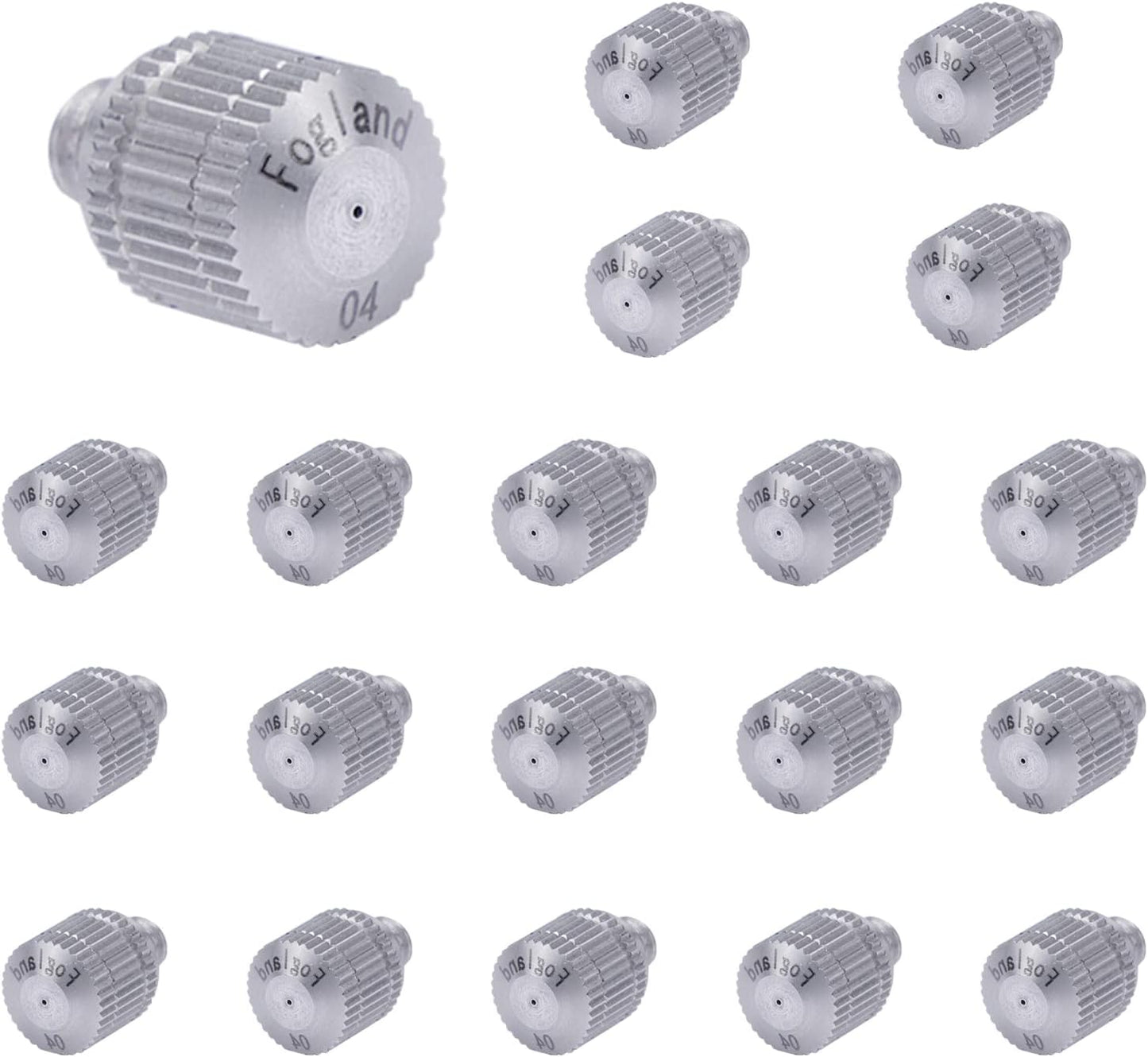 Fogland Misting Nozzles for Cooling System:20pcs Clogging-Prevent Cleanable Stainless Steel Mist Nozzles 0.016" Orifice 10/24 UNC for Patio Garden Trampoline
