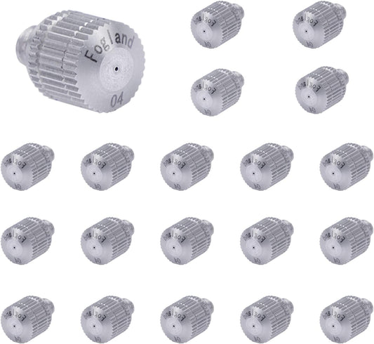 Fogland Misting Nozzles for Cooling System:20pcs Clogging-Prevent Cleanable Stainless Steel Mist Nozzles 0.016" Orifice 10/24 UNC for Patio Garden Trampoline