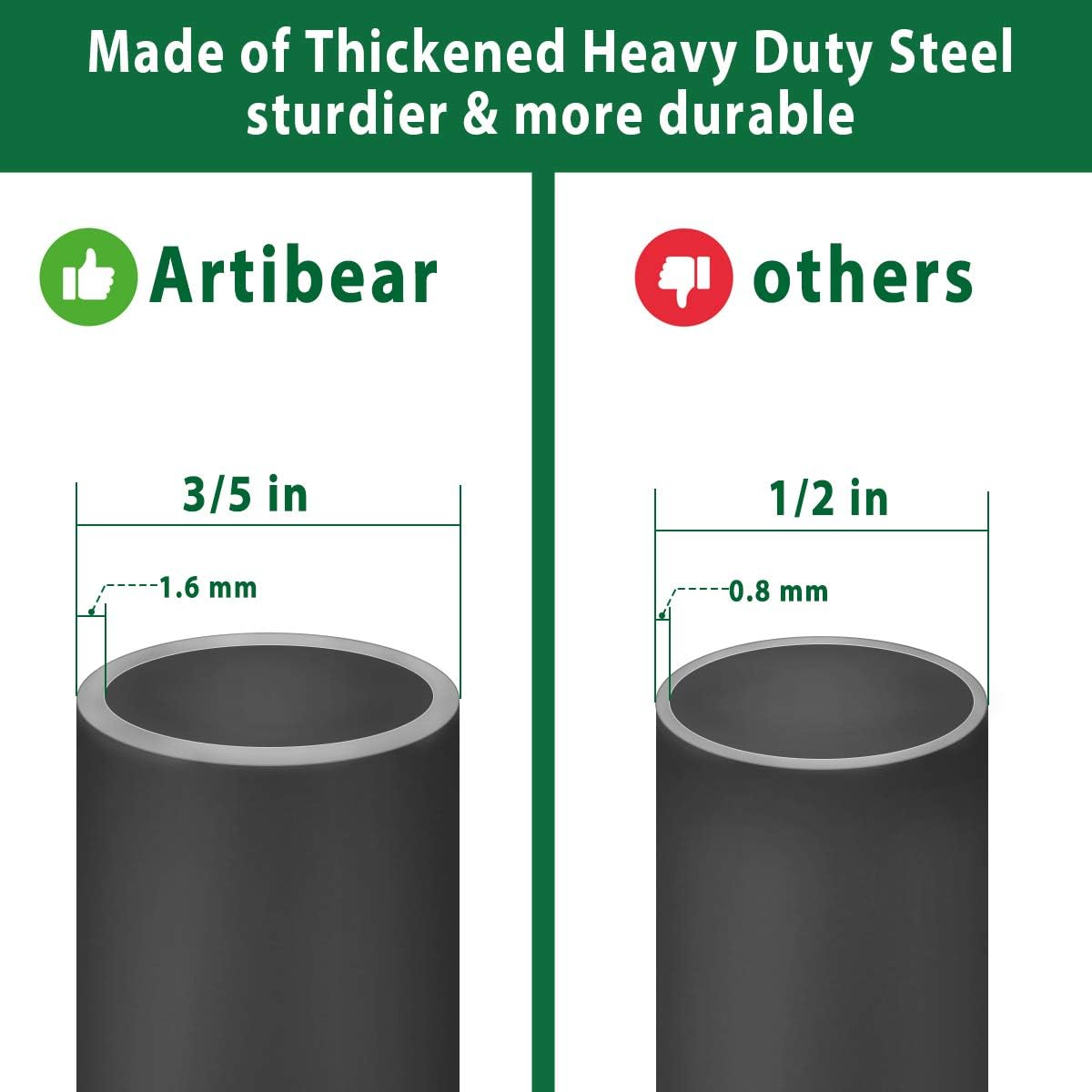 Artibear Adjustable Outdoor Shepherd Hook Stand with 5 Prong Base, 108 Inches Tall 3/5 in Thick, Shiny Black (2 Packs)