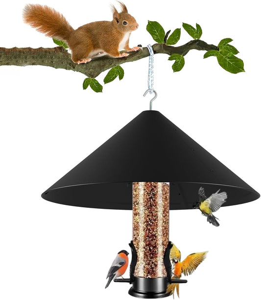 19 Inch Metal Squirrel Baffle for Bird Feeder, Squirrel Proof for Hanging Bird Feeder, Outdoor Bird Feeder Cover, Hummingbird Feeder Umbrella, Rust Chew Proof Heavy Duty