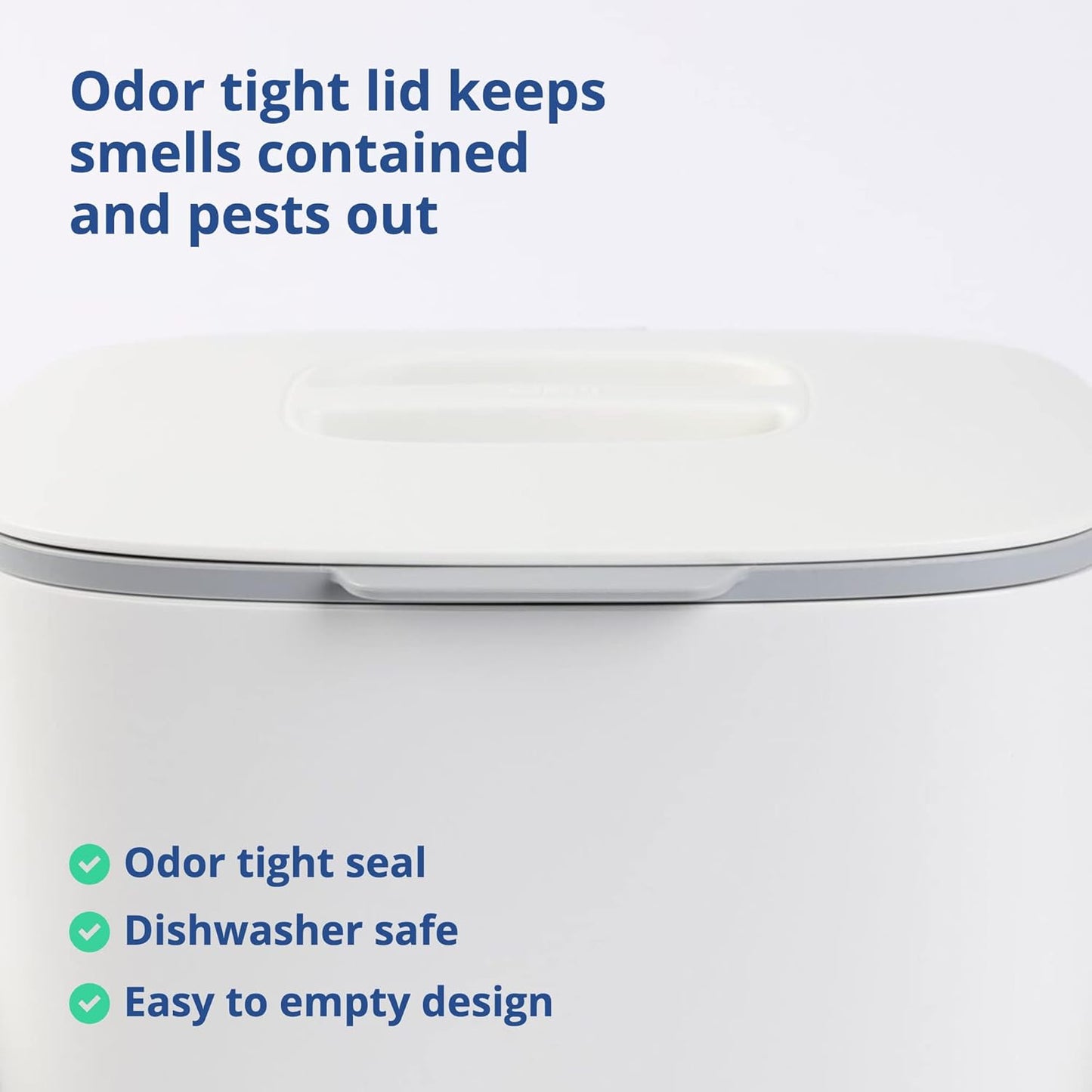 Blue Ginkgo Kitchen Compost Bin [2.6L / 0.69 GAL] – Filter-Free, Odor-Tight Countertop Food Waste Pail with Handles (Made in Korea, White)