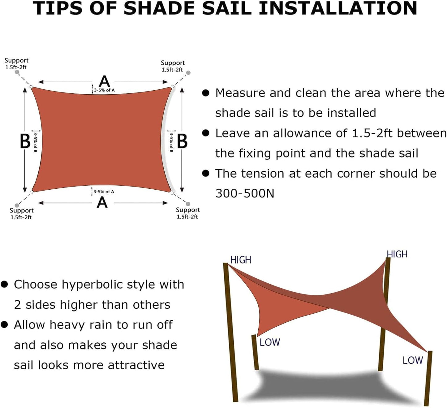 KANAGAWA 7'X12' Rust Red Custom Size Sun Shade Sail Rectangle UV Block Canopy Cover for Patio Backyard Lawn Garden Outdoor (Customized Available)