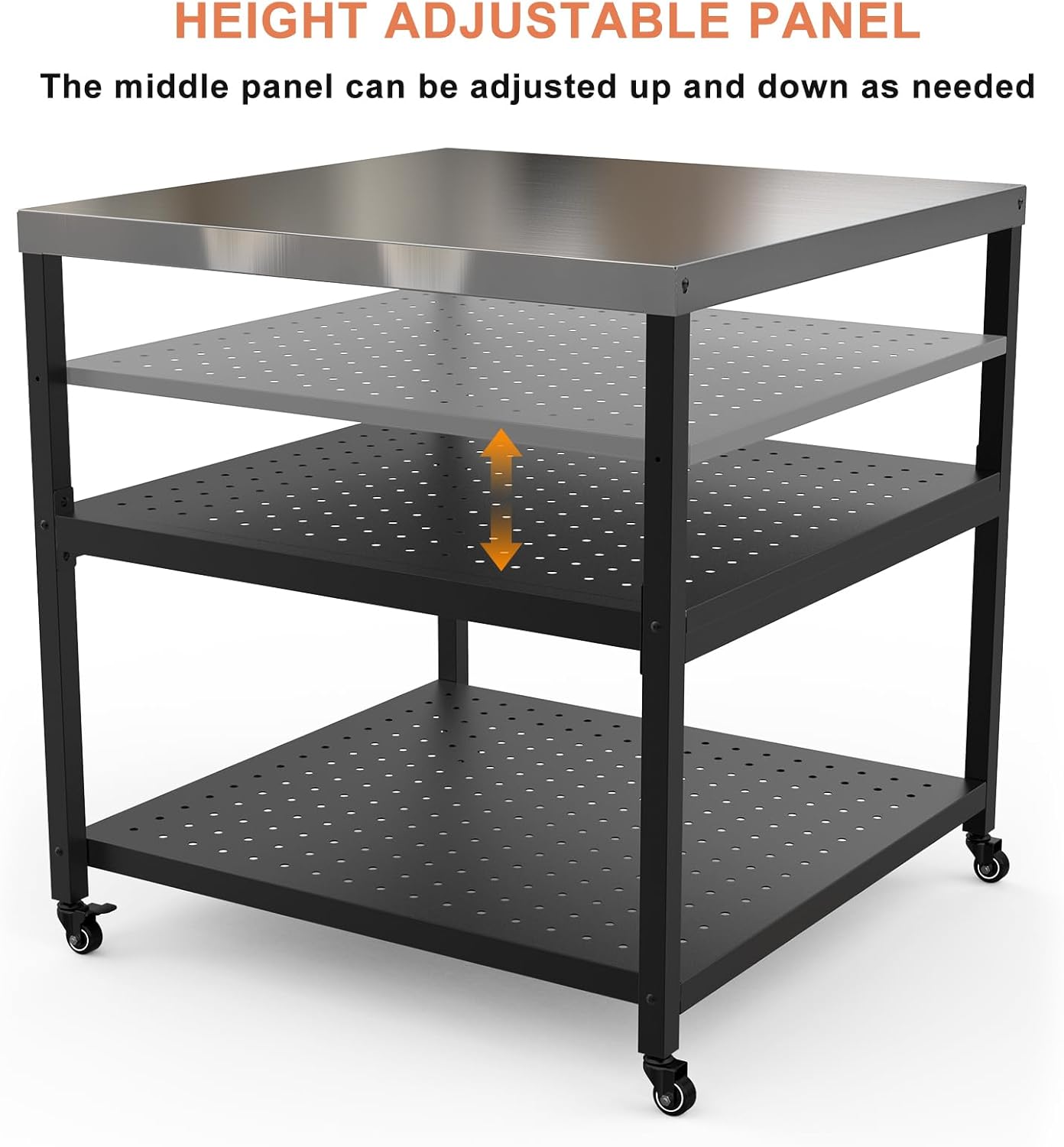 31.5” Pizza Oven Table for ooni Ninja Gozney Aidpiza BIG HORN, Modular Grill Cart for Blackstone Cuisinart Weber Char-Broil Royal Gourmet Pit Boss GasOne Griddle, Movable Food Prep Workcart Stand