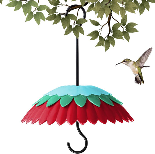 8" Bird Feeder Dome with Ant Moat, Skaithee 8" Bird Feeder Baffle with Ant Guard & Shepherd Hooks, Attract Hummingbirds & Anti Sun/Rain/Snow/Ants (Red 8 inches 20cm)