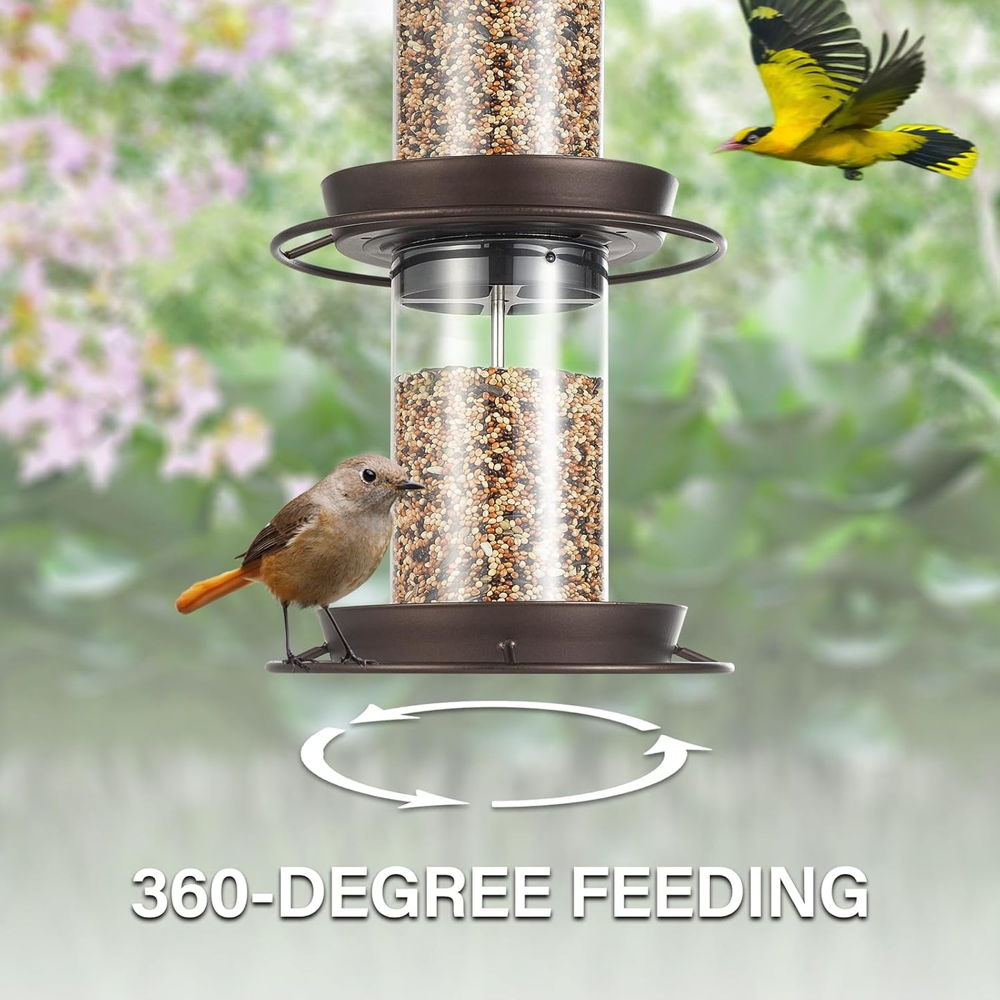 Backyard Expressions 2-Tier Bird Feeder with Sure-Lock Cap and Hanging Hook, Wild Bird Feeders - 4.5 lb Seed Capacity