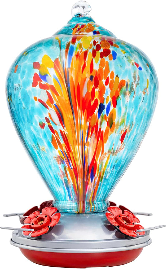 Muse Garden Hummingbird Feeders for Outdoors Hanging, Blown Glass Hummingbird Feeder Gifts for Women, Garden Decor Backyard Decor, Unique Gardening Gifts for Older Women, 34OZ, Comet