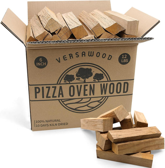Pizza Oven Wood - Kiln-Dried Oak Wood for Pizza Ovens, 6-Inch Barkless Logs, Ideal for Ooni, Gozney, Solo Stove, and Other Wood-Fired Pizza Ovens, Grills, and Smokers - Approx. 12 lbs