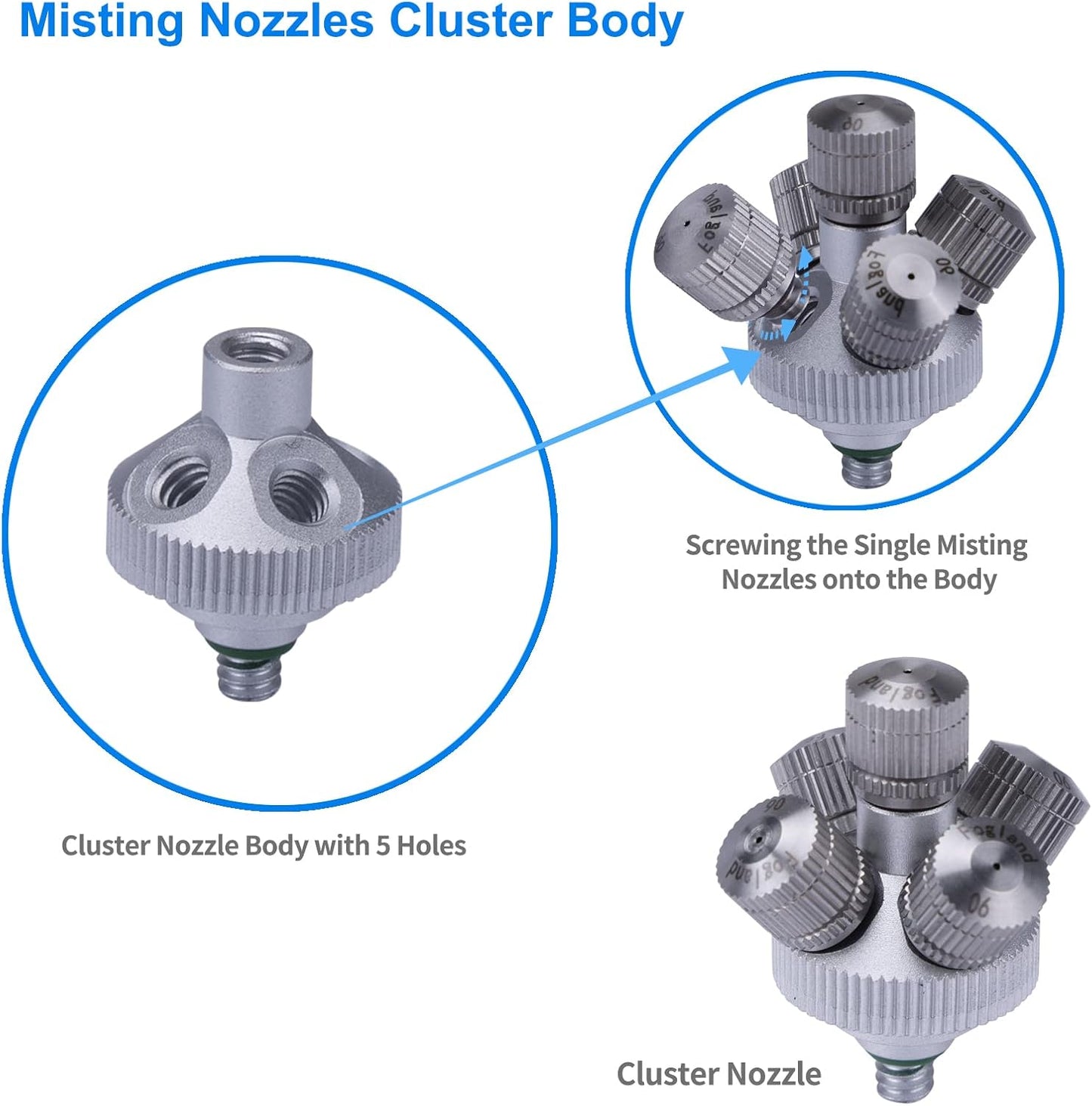 Fogland Pump Misting System: Outdoor Misting System 49ft Misting Cooling System with 16pcs 0.016" Orifice Thread Stainless Steel Misting Nozzle for Patio Garden Backyard