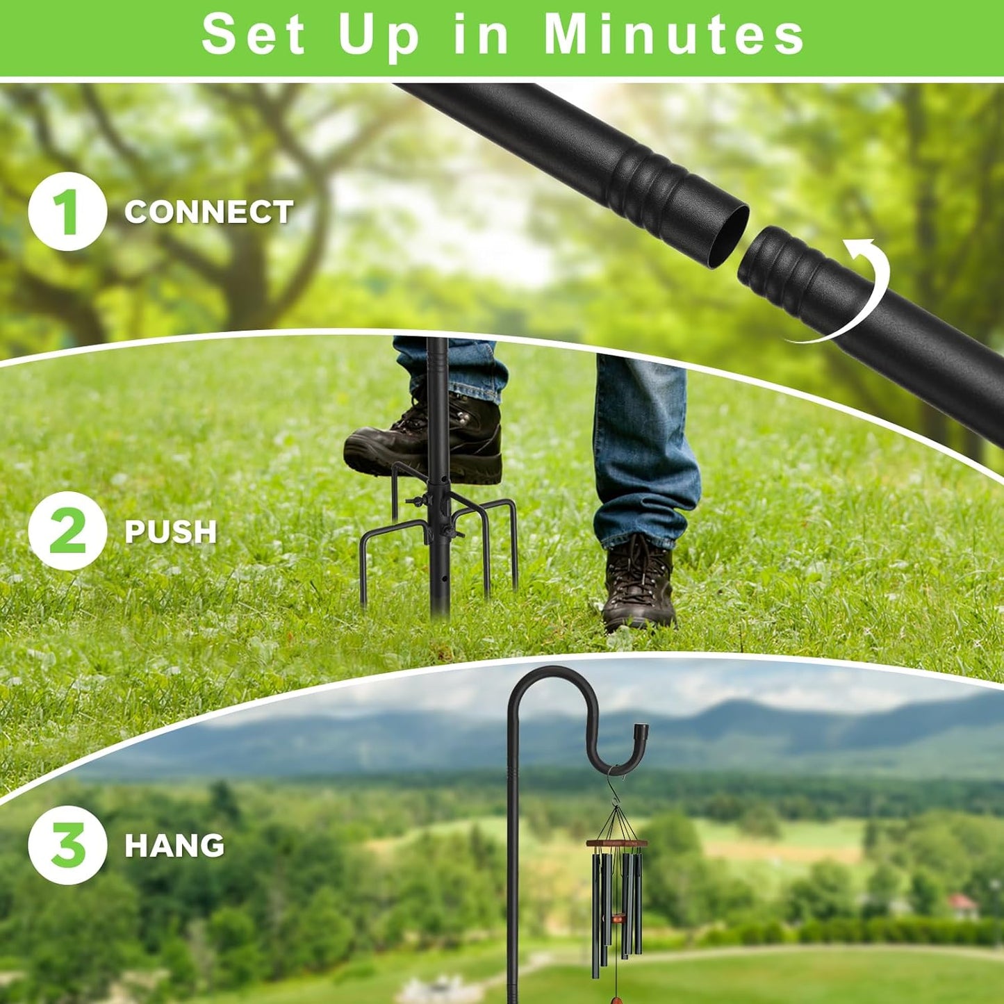 Bird Feeder Pole, 78" Shepherds Hooks for Outdoor, Hummingbird Feeders Stand Heavy Duty with Stable 5-Prong Base, Hanging Plant Shepherd Hook Hanger Stick for Outside Garden Yard Wedding