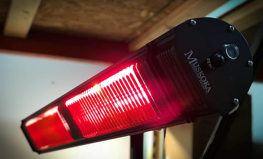 Commercial SunWave 3000 Watt Infrared Patio Heater Tungsten Ultra Quartz Low Glare with Remote control and 3 power levels, 11,028 BTU Max output By Muskoka Lifestyle Products USA Black
