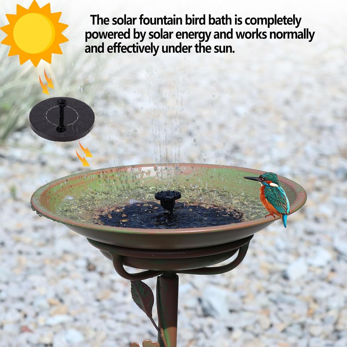 28.5" H Solar Bird Bath for Outside,Solar Fountain and Cast Iron Bird Bath,Metal Bird Baths Bubbler,Birdbaths for Outdoors,for Garden Outdoor Decoration