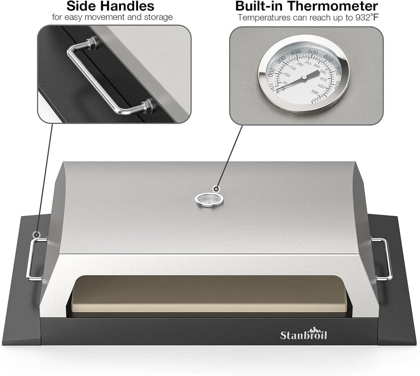 Stanbroil Outdoor Pizza Oven for Blackstone 22" 28" 36" Flat Top Gas Grill, with 19" x 15" Pizza Stone