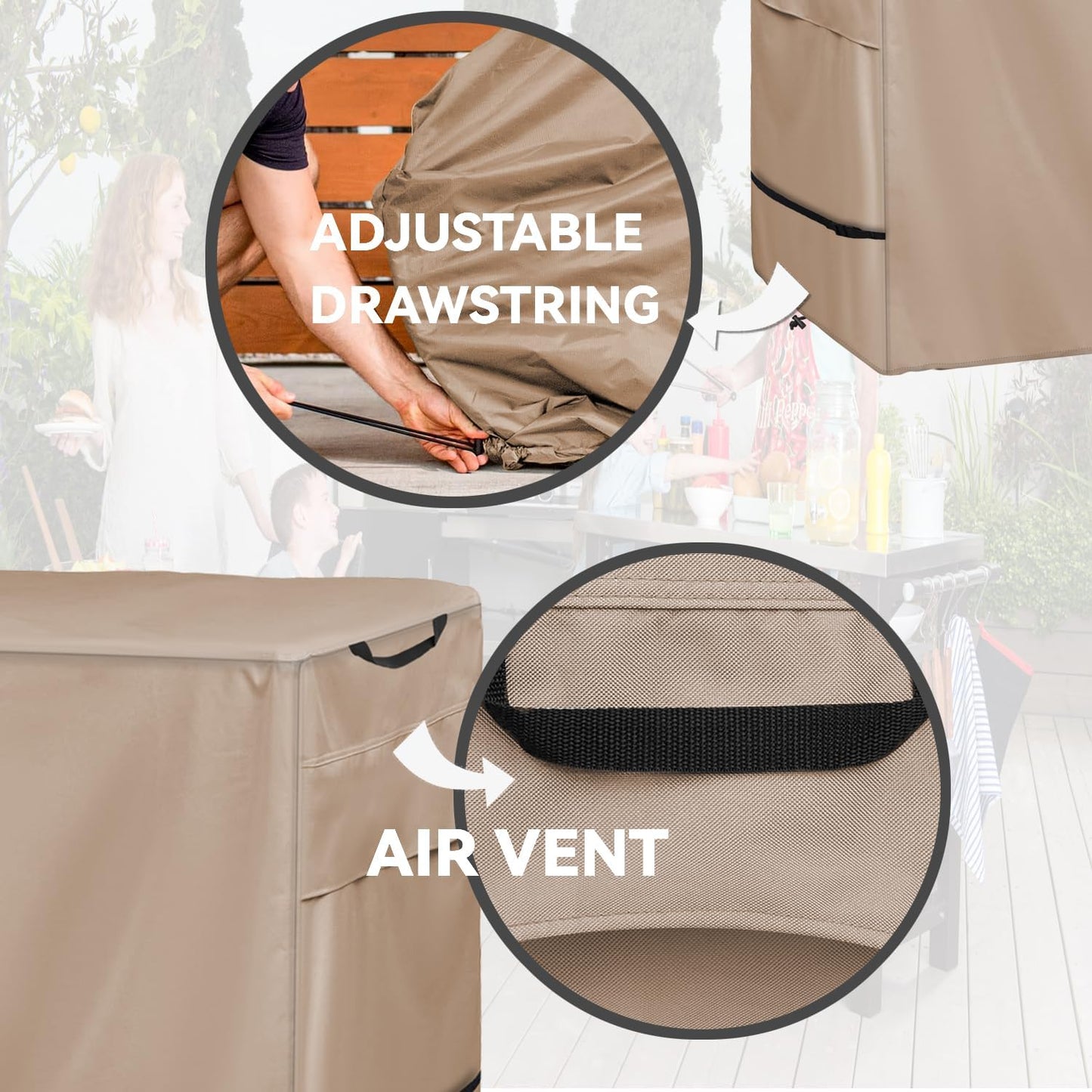 Outdoor Pizza Oven Table Cover for Nuuk Three-Shelf Heavy Duty Rolling Outdoor Pizza Oven Table and ooni Pizza Oven Stand Modular Table,600D Heavy Duty Waterproof Cover,Khaki