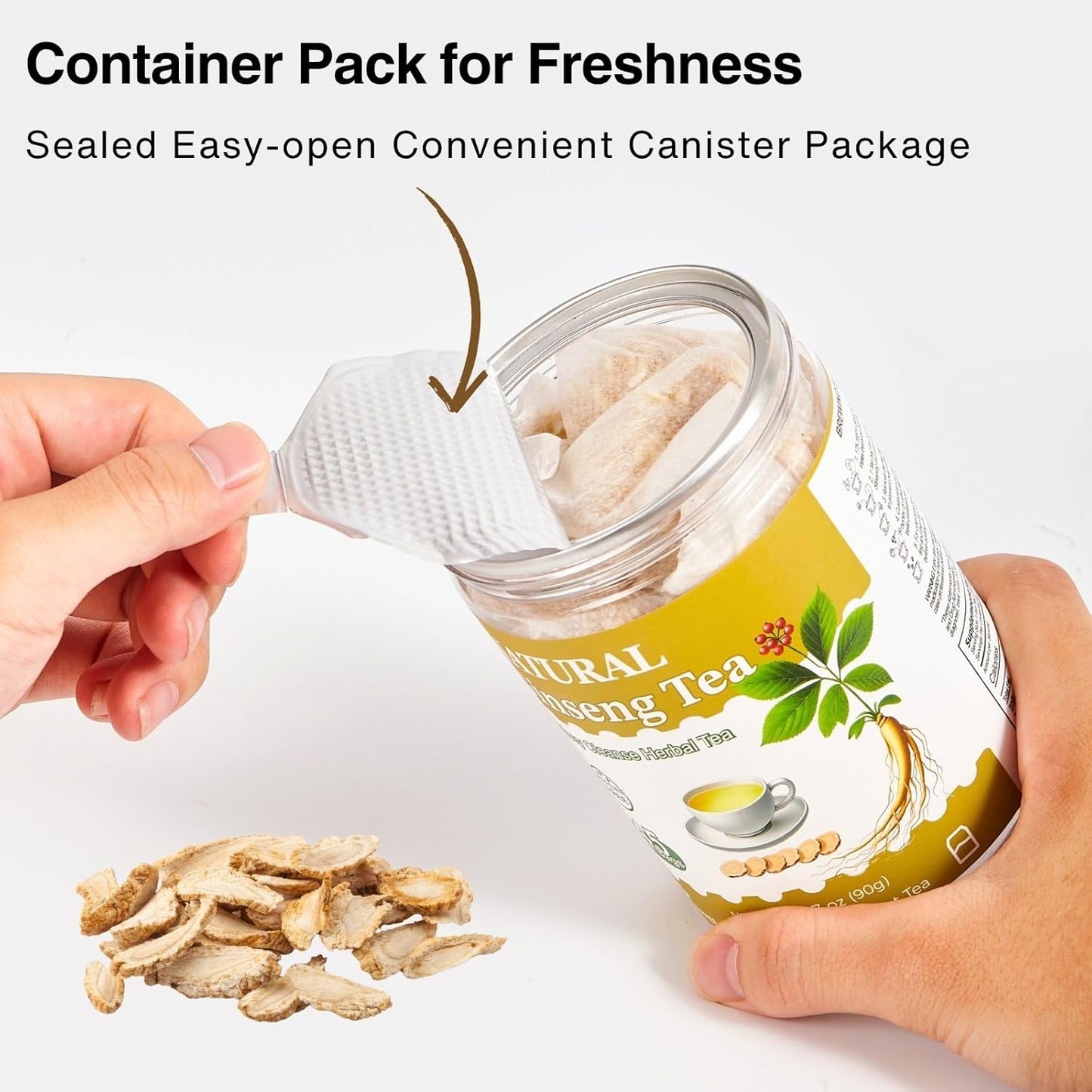 Ginseng Tea Bags – 45 Count | Natural Kidney Cleanse Detox & Repair Tea for Men & Women | Herbal Ginseng Root Tea for Kidney Health Support | Caffeine-Free