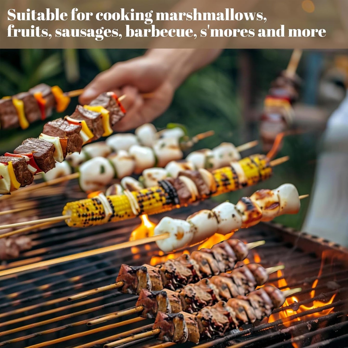 150PCS Marshmallow Roasting Sticks,30 Inch Marshmallow Sticks for Fire Pit 5mm Thick Bamboo Skewers for Smores Roaster Barbecue Grilling Campfire Kebab