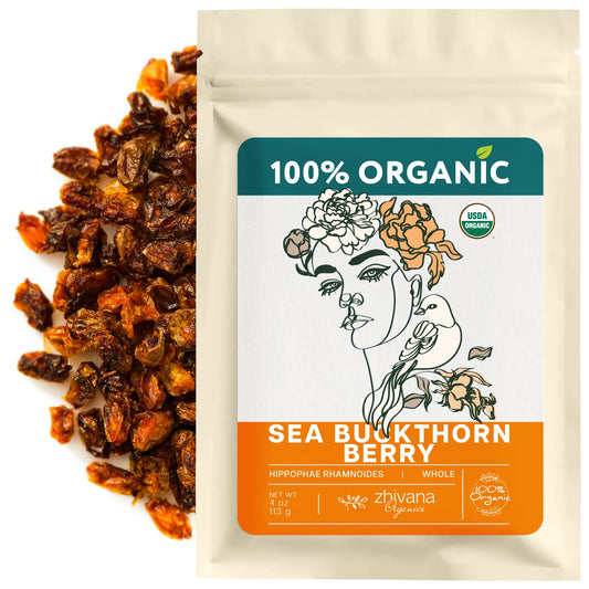 Organic Sea Buckthorn Berry – Sea Buckthorn Tea, Dried Seaberry, Seabuckthorn – Espino Amarillo – Rich in Nutrients Superfood Berries for Immunity, Heart, Digestion, Liver, Skin – 4 Ounces