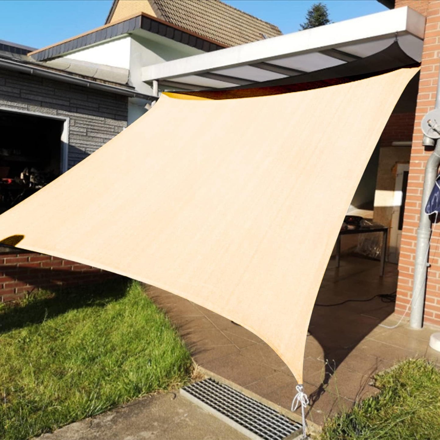 KANAGAWA 7'X9' Cream Custom Size Sun Shade Sail Rectangle UV Block Canopy Cover for Patio Backyard Lawn Garden Outdoor (Customized Available)