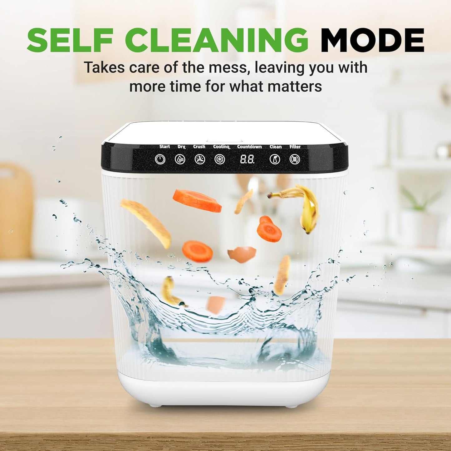 NutriChef Electric Kitchen Composter | 3 Quart Food Recycler | Food Waste Compost Bin for Countertop | 1 Button to Compost, Easy to Clean Composter Bucket | Low Noise, Odorless & Auto Clean | White