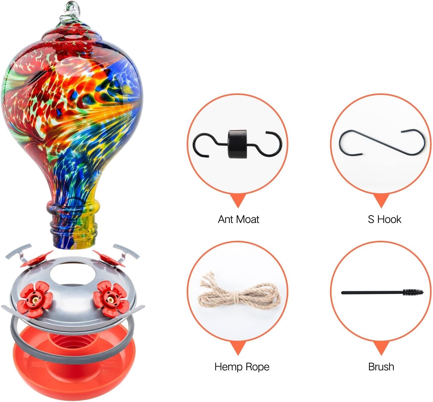 Muse Garden 32OZ Humming Bird Feeder Ant Moat,Gifts for Bird Lover,Gardening Backyard Decor Hummingbird Nectar Capacity,Nebula