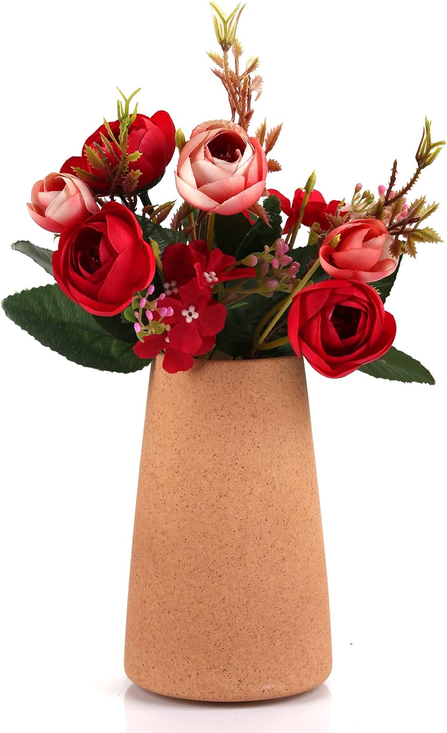 Simple Vase for Flowers Plants, Matte Vases for Modern Table Shelf Home Decor Wedding Boho Decor, 6" H Frosted Elegant Ceramic Vase for Pampas Grass Fluffy Stem Bouquet Lavender Flowers (Brown, 1)