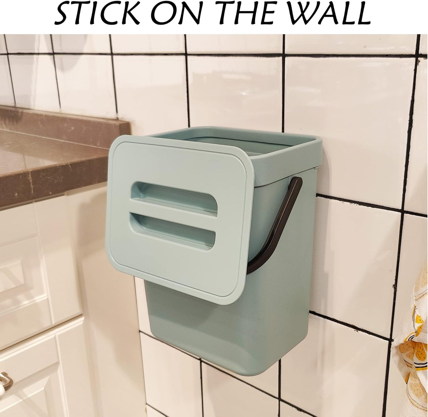 stonespace Compost Bin Indoor Kitchen Sealed, Mountable Compost Bucket, Hanging Food Waste Bin for Kitchen,1.3 Gallon/ 5L Blue