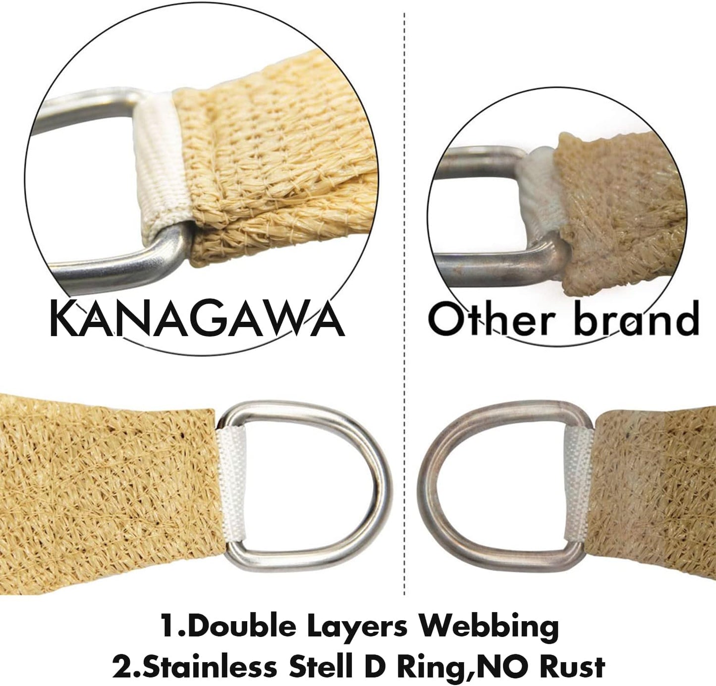 KANAGAWA 6'X9' Sand Custom Size Sun Shade Sail Rectangle UV Block Canopy Cover for Patio Backyard Lawn Garden Outdoor (Customized Available)