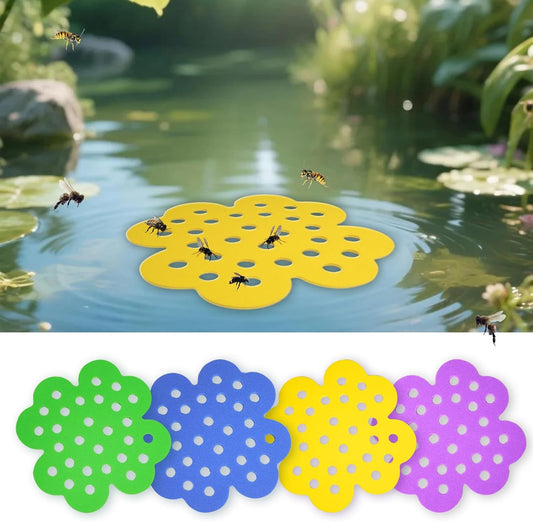 4 Pack Floating Bee Island, Bee Watering Station for Outdoor Garden, Butterfly Water Feeder and Garden Decor