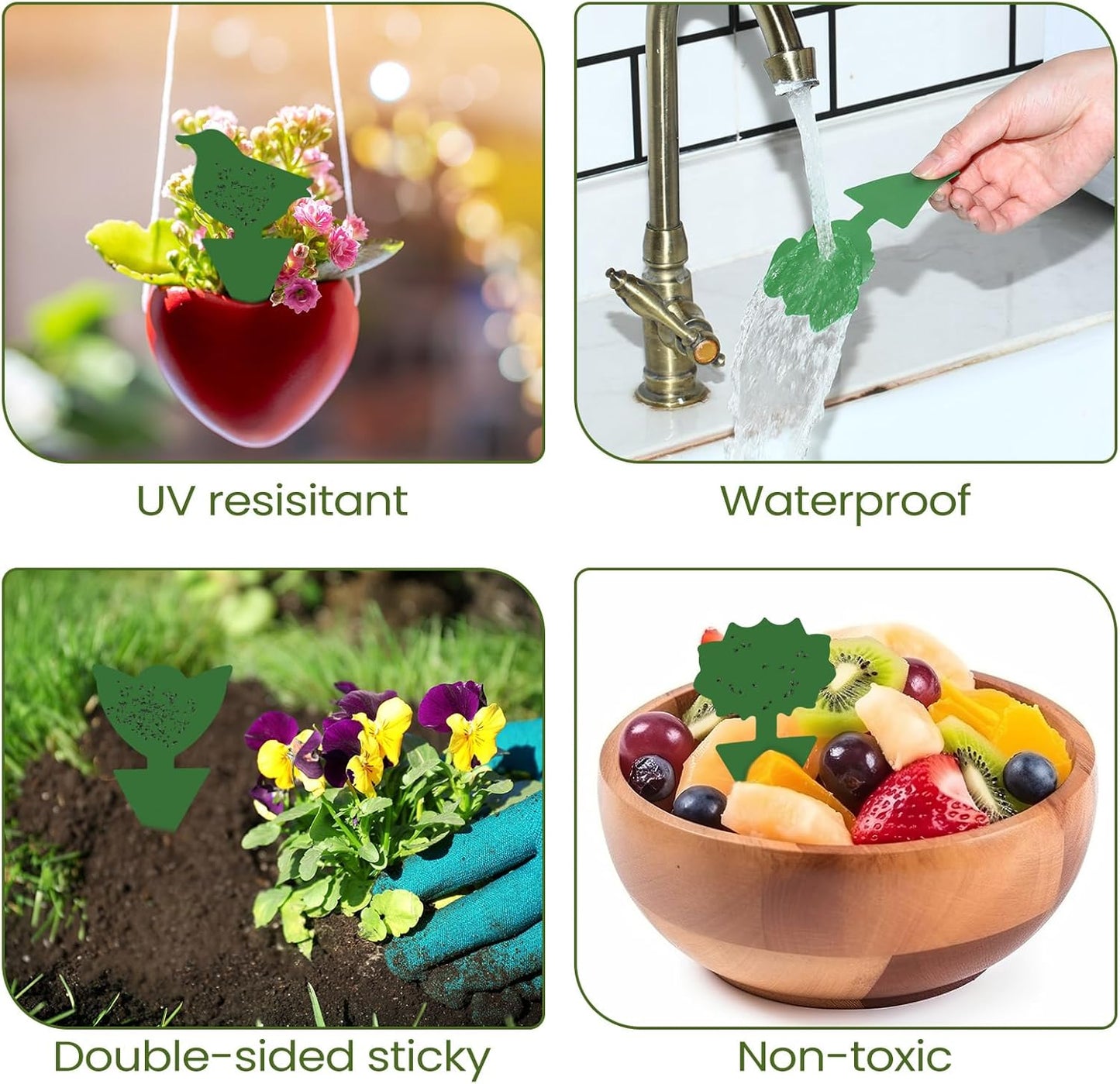 Qualirey 200 Sheets Fruit Fly Sticky Traps for Fruit Fly Gnat Trap for House Indoors Sticky Traps Catcher for Gnats Fungus Gnats Mosquito Catcher for Kitchen Outdoor Plants (Green)