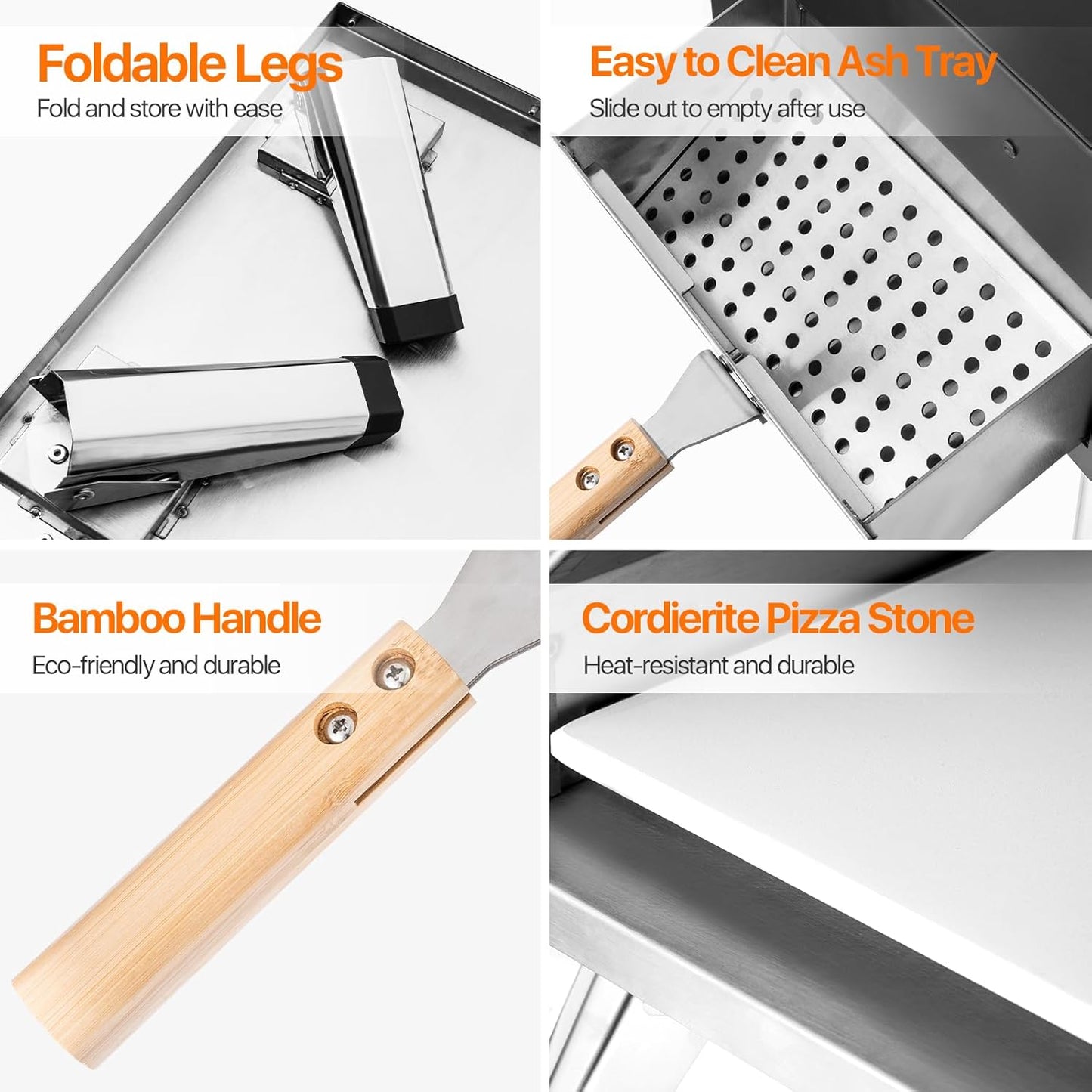 Pizza Oven 13 Inch Outdoor Wood Fired Portable Stainless Steel Pizza Oven with Pizza Stone for Family Outside Cooking Camping Backyard BBQ Pizza Maker Garden Kitchen(black13IN)