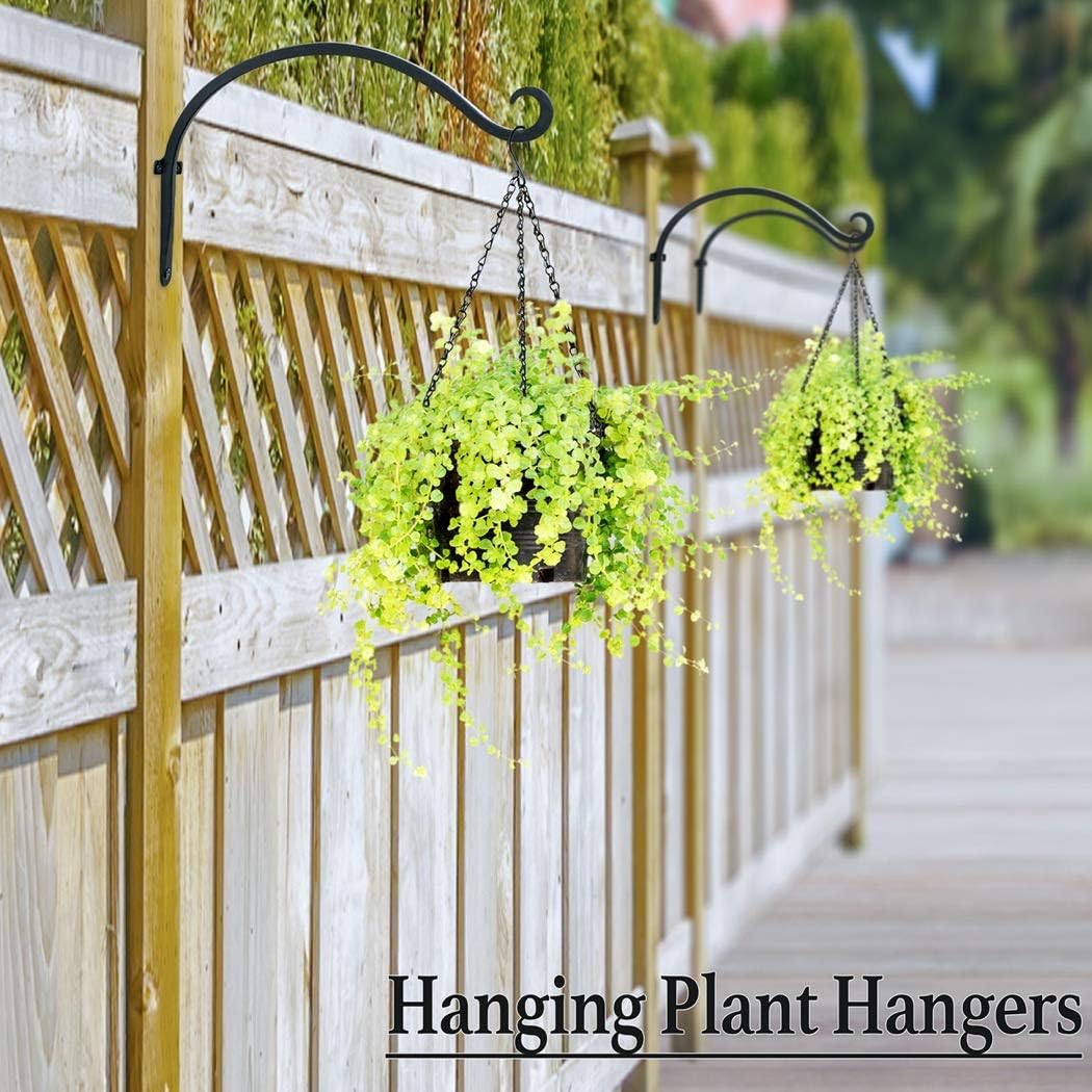 Hanging Plant Brackets Outdoor: 12-Inch Hanging Plant Hangers Wall Hooks - Wall Mount Brackets for Bird Feeder Flower Baskets Black