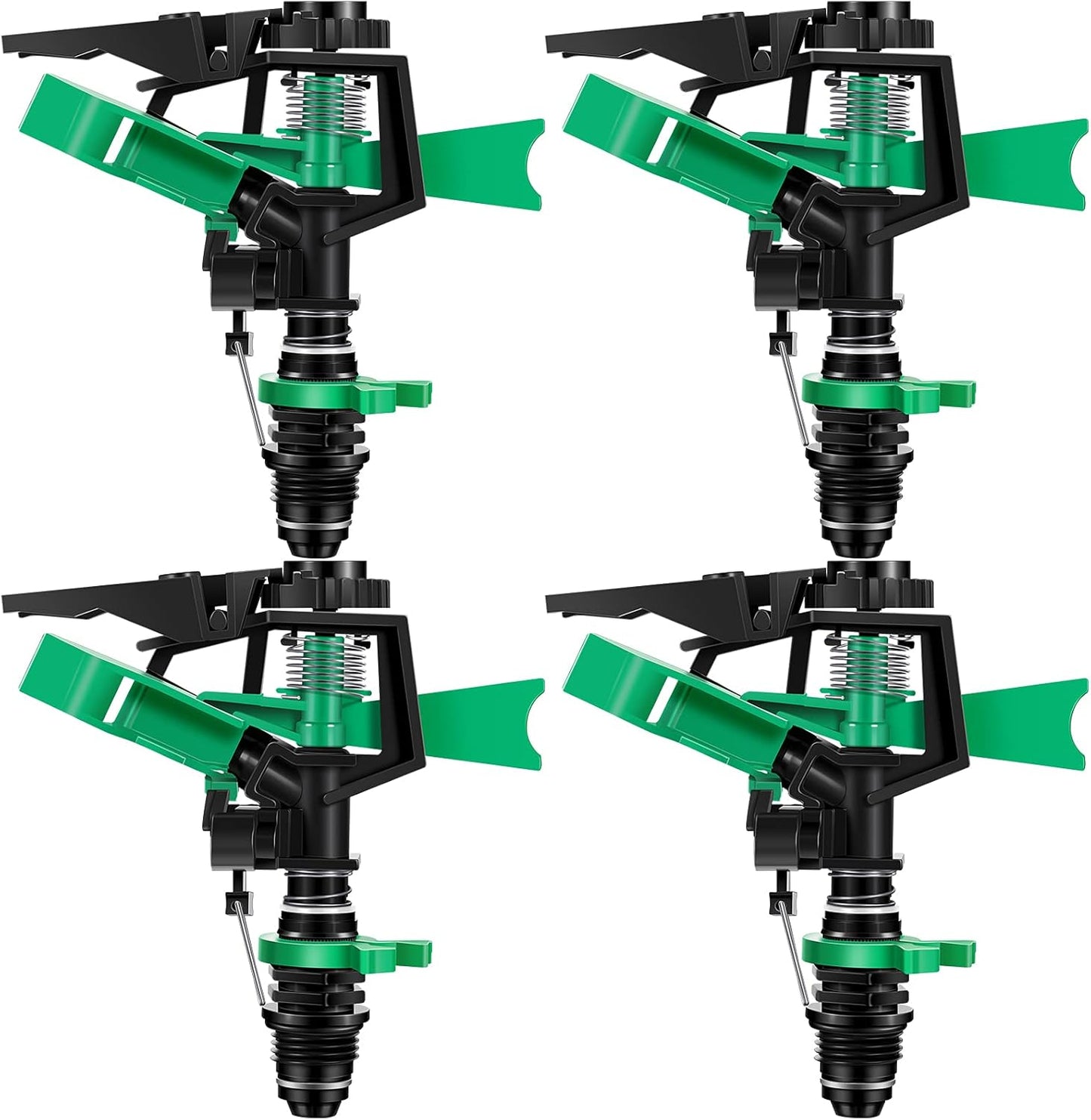 1/2 Inch Plastic Impact Sprinklers Heads Adjustable 0-360 Degree Pulsating Oscillating Watering Sprinkler Head for Garden Law Grass Yard Irrigation Supplies (4 Pieces)