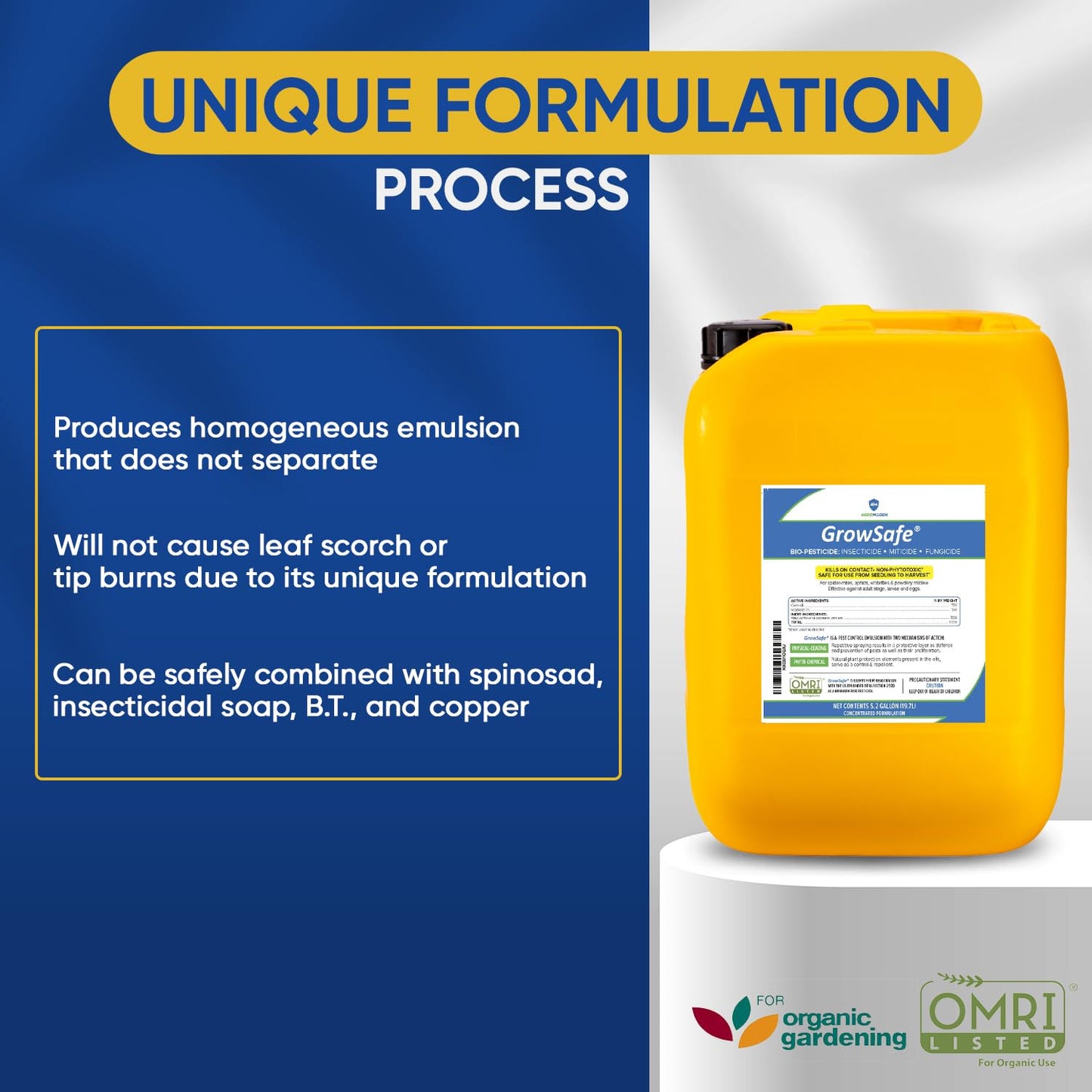 GrowSafe Bio-Pesticide, Organic and Natural Miticide, Fungicide and Insecticide (5.2 Gal)